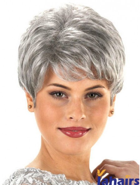 Synthetic Cheap Short Wavy Grey Wigs