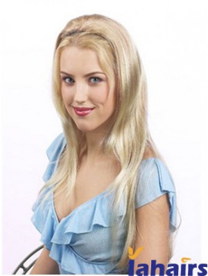 Suitable Blonde Synthetic Straight Hair Falls