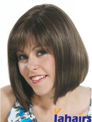 Brown Bob Wig With Capless Straight Style Chin Length