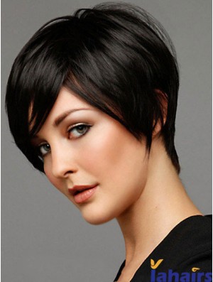 Black Wigs Straight Style Short Length Black Color Boycuts