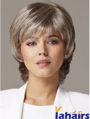 Wavy Capless 10 inch Sleek Short Grey Wigs