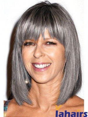 Straight Lace Front 12 inch Modern Shoulder Length Grey Wigs