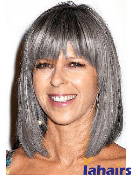 Straight Lace Front 12 inch Modern Shoulder Length Grey Wigs