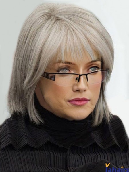 High Quality Wigs Chin Length Straight Style Grey Cut