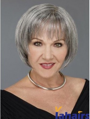 Straight Capless 8 inch Natural Short Grey Wigs