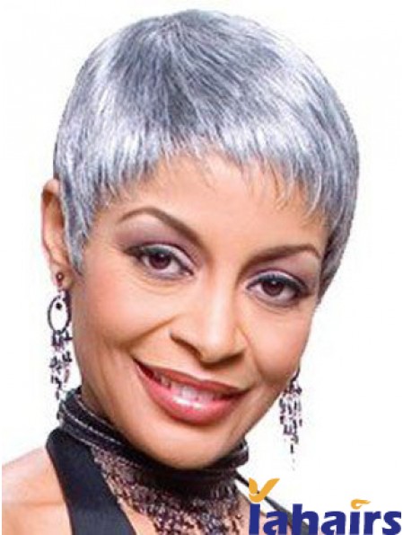 Straight Lace Front 8 inch Flexibility Short Grey Wigs