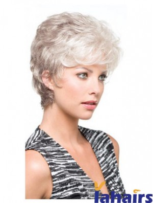 Grey Short Wig With Synthetic Capless Wavy Style