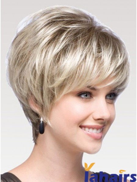 Capless Layered Short Human Hair Wigs