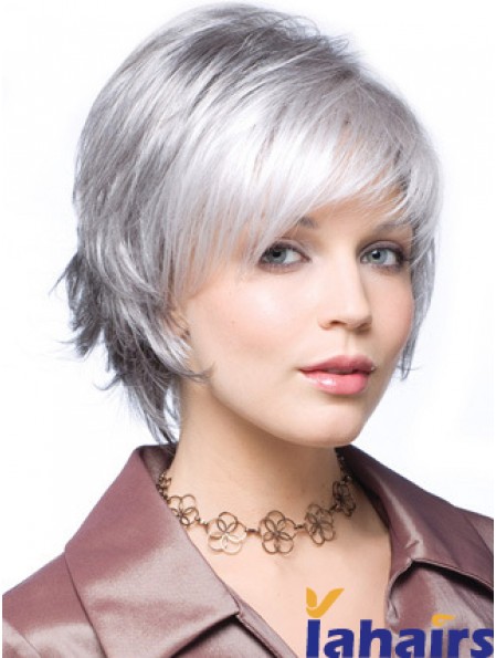 Straight Capless 8 inch Beautiful Short Grey Wigs