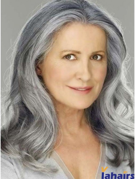 Wavy Lace Front 16 inch Best Shoulder Length Grey Wigs