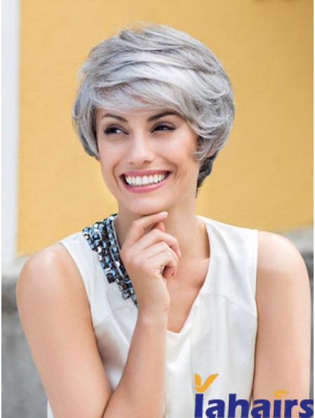 Wavy Lace Front 8 inch Top Short Grey Wigs