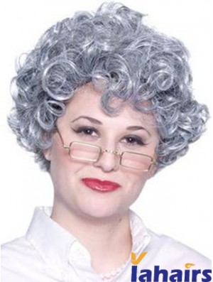 Curly Lace Front 8 inch Best Short Grey Wigs