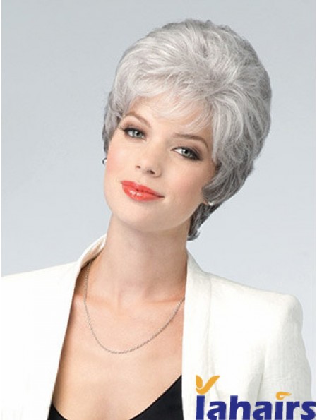 Lace Front Wig Grey Cut Wavy Style Short Length With Remy