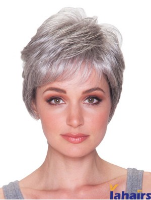 Grey Hair Wigs Grey Cut Short Length Straight Style