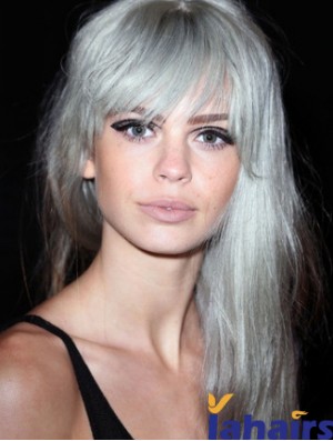 Popular Long Straight 20 inch Synthetic Grey Wigs