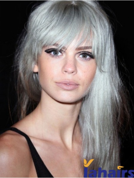 Popular Long Straight 20 inch Synthetic Grey Wigs