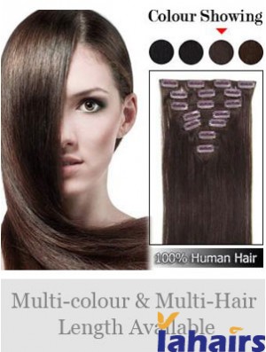 Designed Auburn Straight Remy Human Hair Clip In Hair Extensions