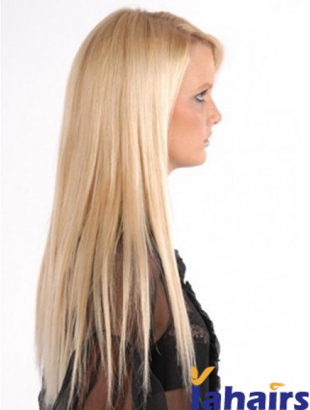 Popular Blonde Straight Remy Human Hair Clip In Hair Extensions