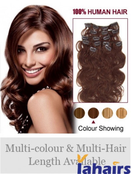 Online Auburn Wavy Remy Human Hair Clip In Hair Extensions