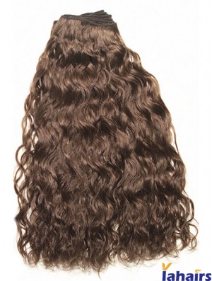 Curly Remy Human Hair Brown Top Weft Extensions