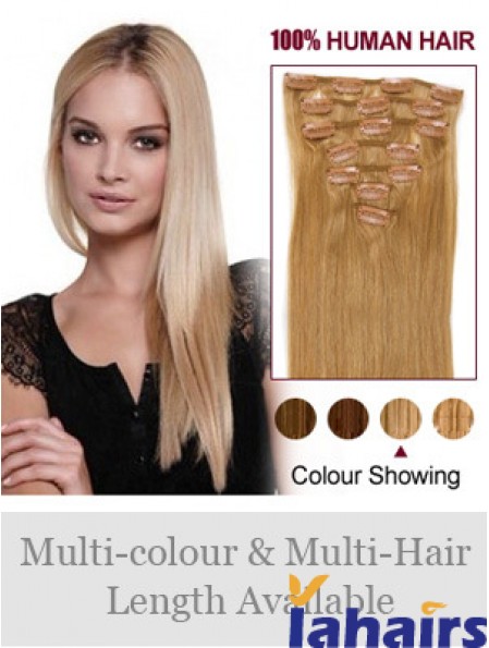 Top Blonde Straight Remy Human Hair Clip In Hair Extensions