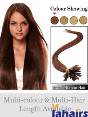 Auburn Straight Hairstyles Nail/U Tip Hair Extensions