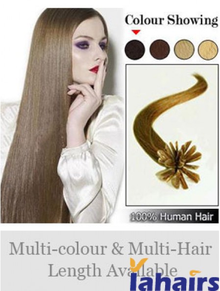 Brown Straight Modern Nail/U Tip Hair Extensions