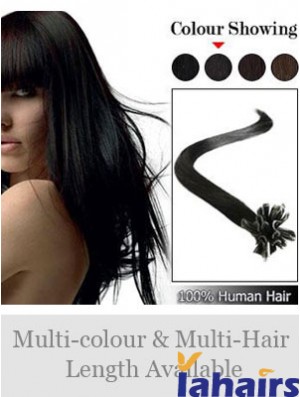 Black Straight Sleek Nail/U Tip Hair Extensions