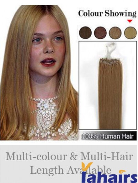 Modern Brown Straight Micro Loop Ring Hair Extensions