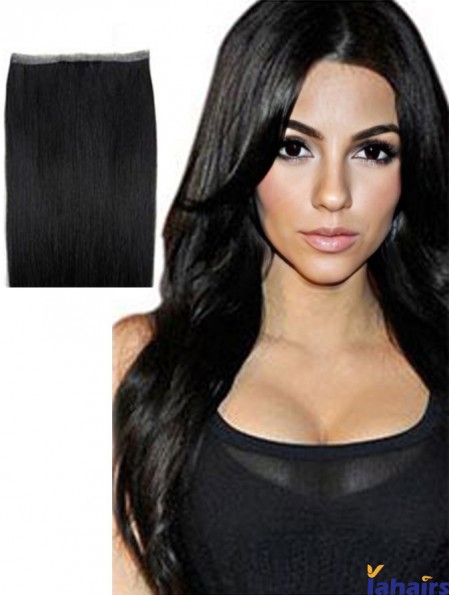 Straight Remy Human Hair Black Good Weft Extensions