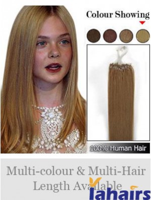 High Quality Brown Straight Micro Loop Ring Hair Extensions