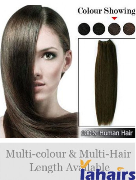 Straight Remy Human Hair Brown Soft Weft Extensions