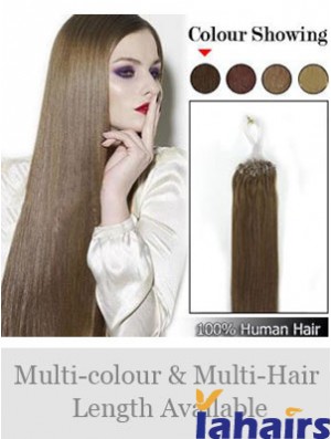 Fabulous Brown Straight Micro Loop Ring Hair Extensions