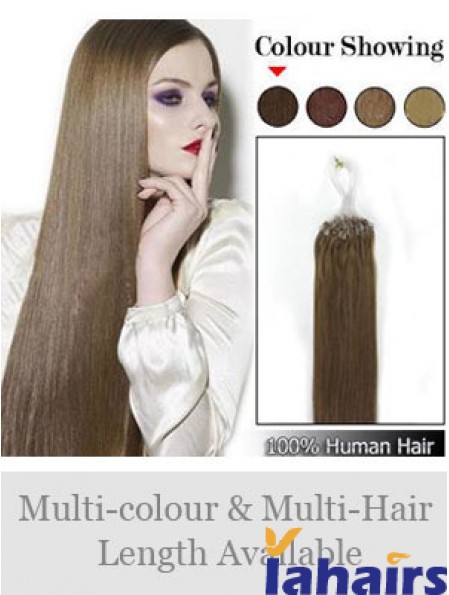 Fabulous Brown Straight Micro Loop Ring Hair Extensions