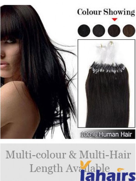 Beautiful Black Straight Micro Loop Ring Hair Extensions