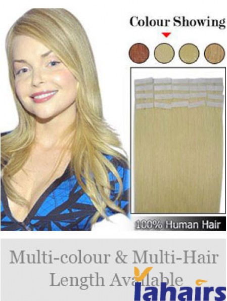 Blonde Straight Fashionable Remy Human Hair Tape In Hair Extensions