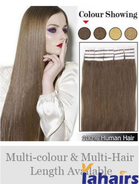 Brown Straight Exquisite Remy Human Hair Tape In Hair Extensions