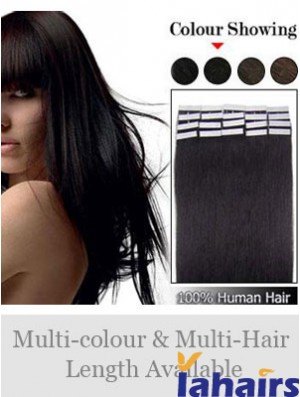 Black Straight Soft Remy Human Hair Tape In Hair Extensions