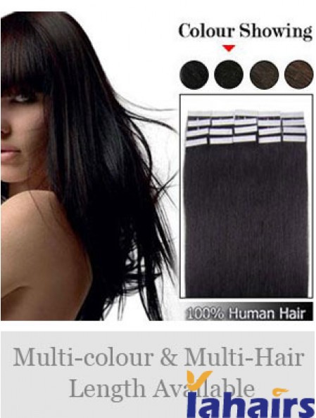 Black Straight Soft Remy Human Hair Tape In Hair Extensions