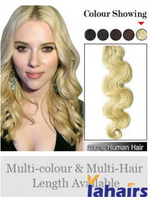 Wavy Remy Human Hair Blonde Fashionable Weft Extensions