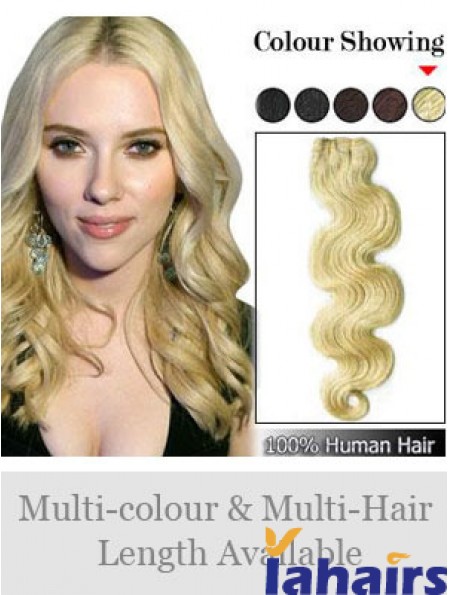 Wavy Remy Human Hair Blonde Fashionable Weft Extensions