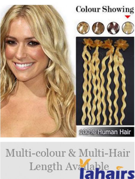 Blonde Curly Great Nail/U Tip Hair Extensions