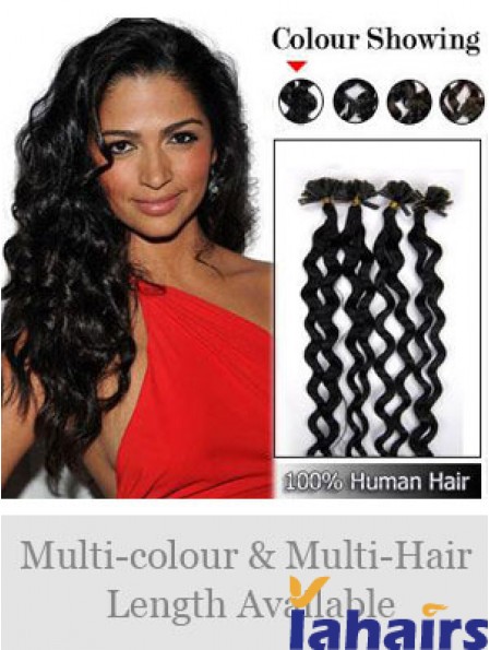 Black Curly New Nail/U Tip Hair Extensions