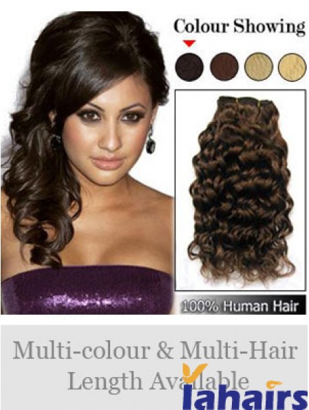 Curly Remy Human Hair Brown Online Weft Extensions