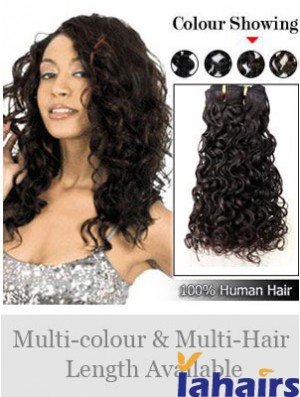 Curly Remy Human Hair Black Modern Weft Extensions