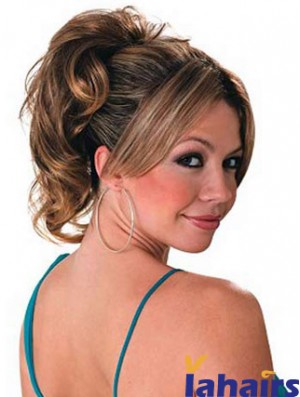 Ponytail Hair Extensions With Synthetic Wavy Style Brown Color